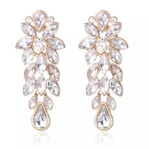 Large White Rhinestone Crystal Drop Earrings